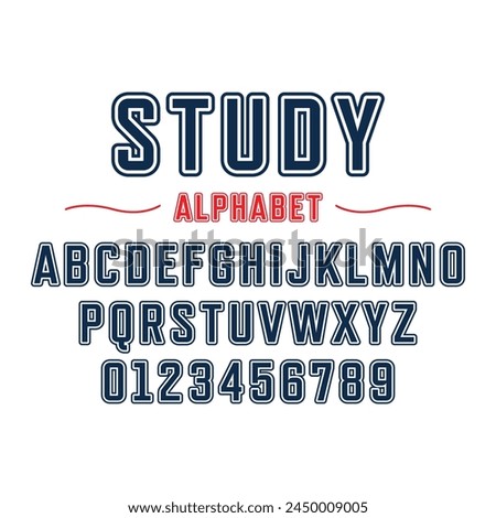 Editable typeface vector. Study sport font in american style for football, baseball or basketball logos and t-shirt.