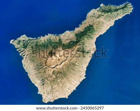 Tenerife, Canary Islands. A sweeping view of Tenerife shows the island from summit to sea. Elements of this image furnished by NASA.