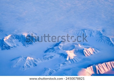 Aerial view of Greenland Norway winter landscape background. High quality photo