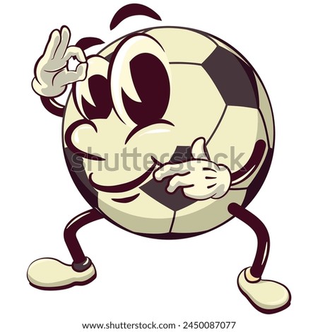 football soccer ball cartoon vector isolated clip art illustration mascot giving a thumbs up, vector work of hand drawn