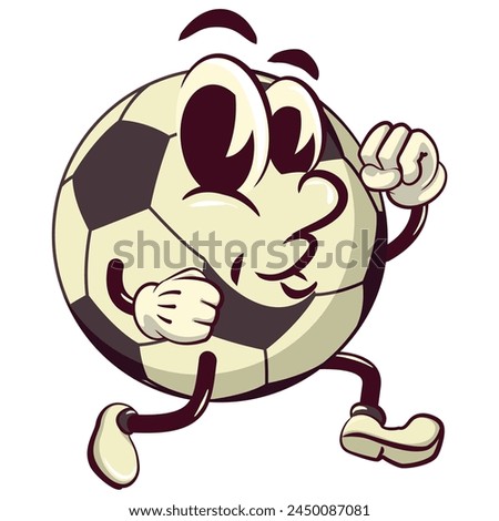 football soccer ball cartoon vector isolated clip art illustration mascot dancing cheerfully, vector work of hand drawn
