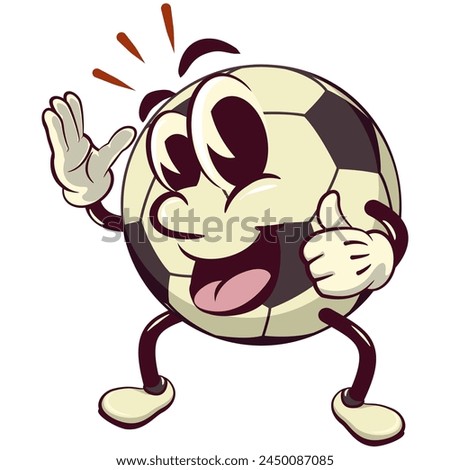football soccer ball cartoon vector isolated clip art illustration mascot giving a thumbs up, vector work of hand drawn