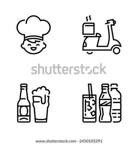 Food and drinks icon. Restaurant line icons set. Vector illustration.