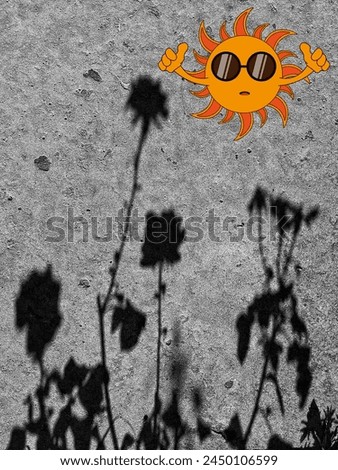 Summer Collage black and white photo and Summer Sun illustration. Creative Summer Collage can used social media background posters card cover design. Vertical photo.