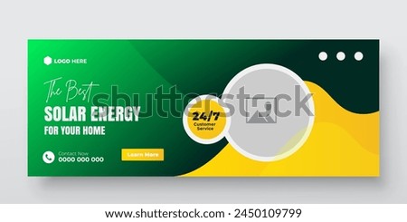 Electric power solar panel and social media post or cover bundle design template