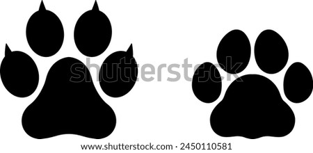 Cat and dog paw prints icons vector image. The paw print saddles of the canine and kitty families. Animal print clip art.