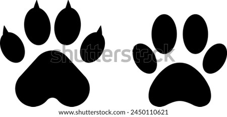 Cat and dog paw prints icons vector image. The paw print saddles of the canine and kitty families. Animal print clip art.