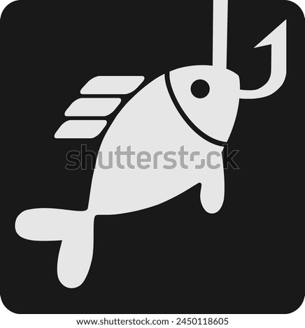 Fishing. Vector logo, pictogram, icon. Symbol of sport and amateur fishing with fishing rod using line and hook