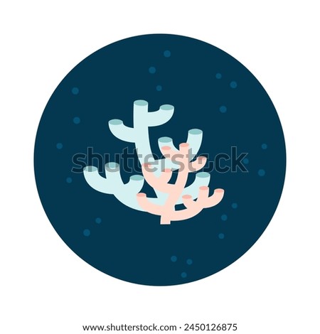 Corals. Vector icon. Animal world of the ocean. Flat cartoon style.