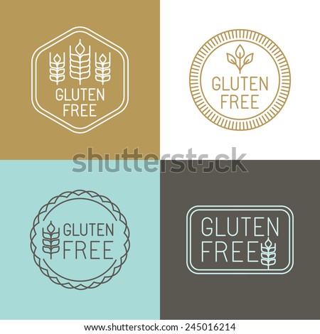 Vector gluten free badges and emblems in line style