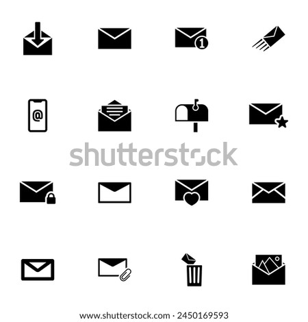 Mail icon - Expand to any size - Change to any colour. Perfect Flat Vector Contains such Icons as send envelope, accept letter, favorites, pin, attach, mailbox, delete, postbox, document, picture