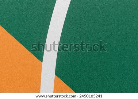 Orange and green floor volleyball, floorball,pickleball,  badminton, futsal, handball court. Horizontal sport theme poster, greeting cards, headers, website and app
