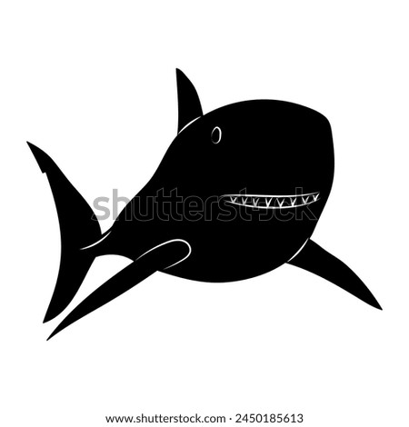 shark with teeth silhouette on white background vector
