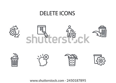 Delete icon set.vector.Editable stroke.linear style sign for use web design,logo.Symbol illustration.