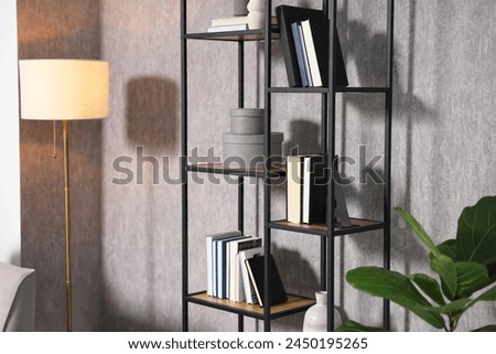 Home renovation. Room interior with stylish gray wallpaper on wall