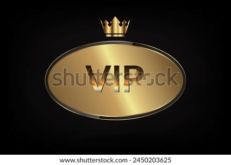 A gold banner with crown for premium level and top value of luxury position icon, symbol, element, button, object vector illustration