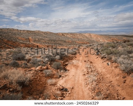 Rocky off roading trail in red deserrt in St. George Utah