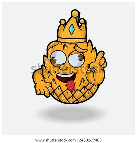 Crazy expression with Pineapple Fruit Crown Mascot Character Cartoon. Vector Illustrations