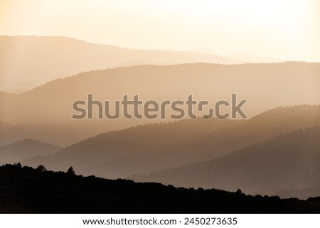 Silhouettes of mountains at sunset in Sella