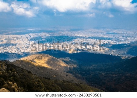 Mountains surrounded by city, Sierra de Guadalupe in the state of Mexico 