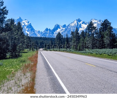 Teton Park Road and Teton Range, Grand Teton National Park : Teton County, WY, USA Royalty-Free Stock Photo #2450349963