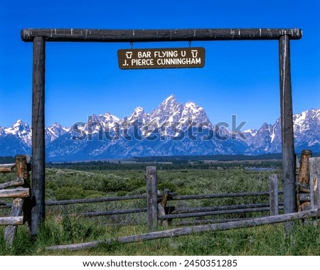 View of the Teton Range from Cunningham Cabin Historic Site in Grand Teton National Park: Teton County, Wyoming, USA Royalty-Free Stock Photo #2450351285