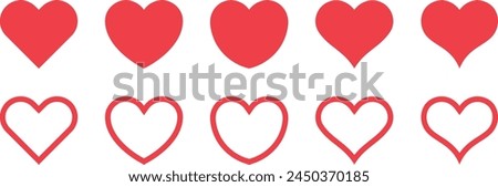 Vector illustration set of heart mark icons in various shapes