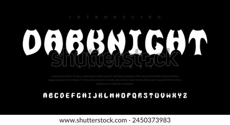 Darknight horror halloween Font Uppercase Lowercase and Number. Spooky Lettering Minimal Fashion Designs. Typography modern serif fonts regular decorative vintage concept. vector illustration