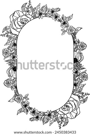 Hand Drawn Flower Frame round circle illustration