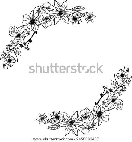 Hand Drawn Floral Illustration round cirle vector