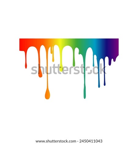 Rainbow paint drips. An abstract drop. White background vector