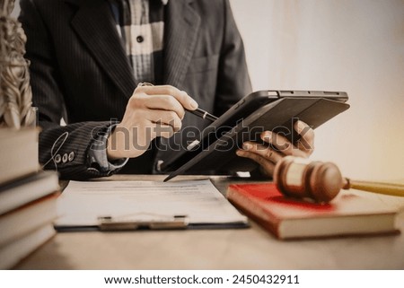 Online consulting in law leverages digital platforms for legal advice and guidance, ensuring access to justice while upholding principles of fairness, equality, accountability in legal proceedings. Royalty-Free Stock Photo #2450432911