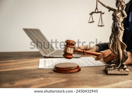 Online consulting in law leverages digital platforms for legal advice and guidance, ensuring access to justice while upholding principles of fairness, equality, accountability in legal proceedings. Royalty-Free Stock Photo #2450432945