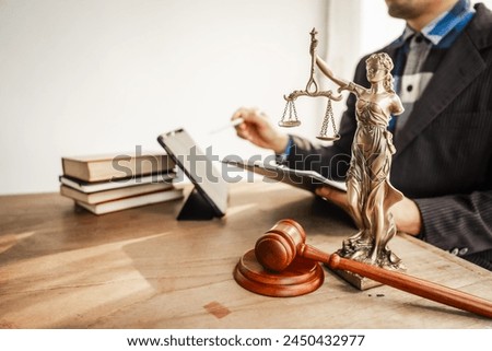 Online consulting in law leverages digital platforms for legal advice and guidance, ensuring access to justice while upholding principles of fairness, equality, accountability in legal proceedings. Royalty-Free Stock Photo #2450432977
