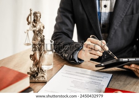 Online consulting in law leverages digital platforms for legal advice and guidance, ensuring access to justice while upholding principles of fairness, equality, accountability in legal proceedings. Royalty-Free Stock Photo #2450432979