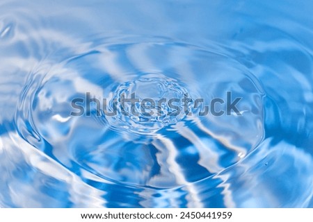 blue water wave line splash pattern surface and transparent water on blue background.