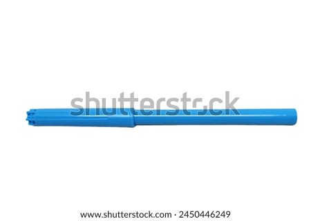 Blue coloring markers isolated on white background 