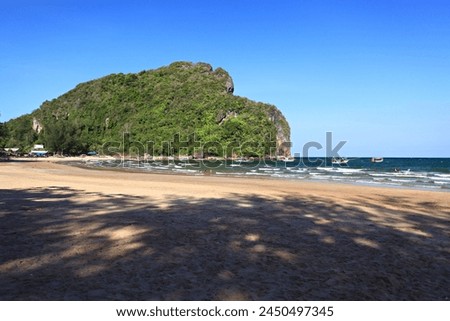 Peaceful scenery of Bang Buret Beach or Bang Boet Beach in Bang Saphan Noi, Prachuap Khiri Khan Province, Thailand 