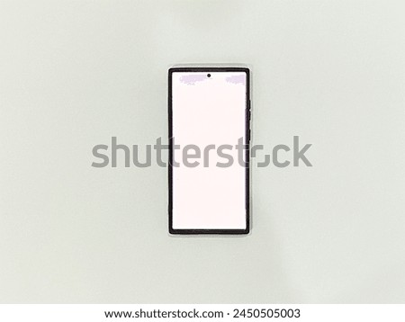 Mobile Phone with White Screen and Chroma Key isolated on white background. New Mobile Phone Clear Mockup.