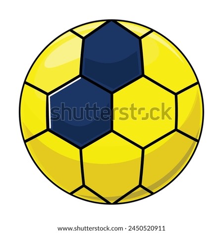 Handball sport. Yellow and blue ball isolated against a clean white backdrop