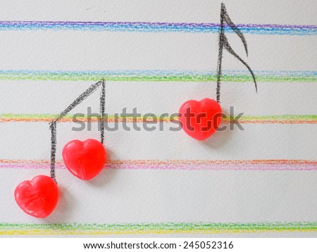 Music note heart shape from candy, Valentine, Wedding 