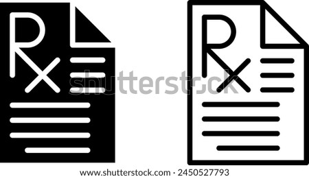 prescription medicine icon, sign, or symbol in glyph and line style isolated on transparent background. Vector illustration