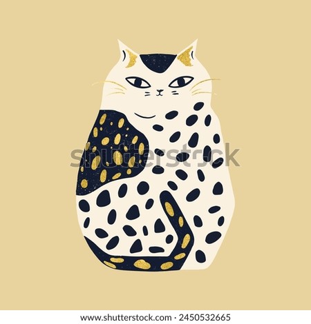 Vector cat isolated. Abstract cat clip art with a trendy print. Stylish cat for your designs