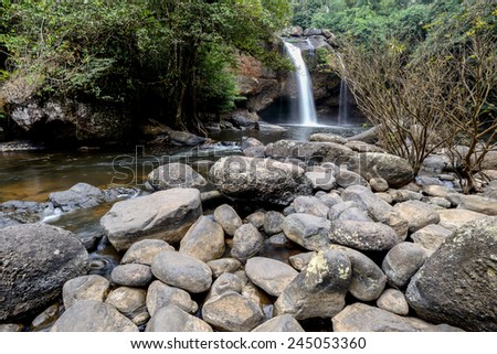 stream and stone from the waterfall in national park , thailand