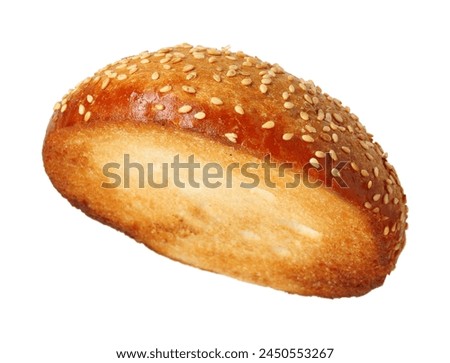 Half of grilled burger bun isolated on white