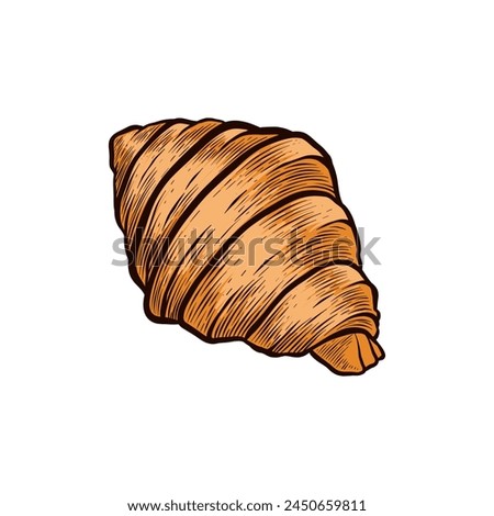 Hand drawn croissants in colored engraving style