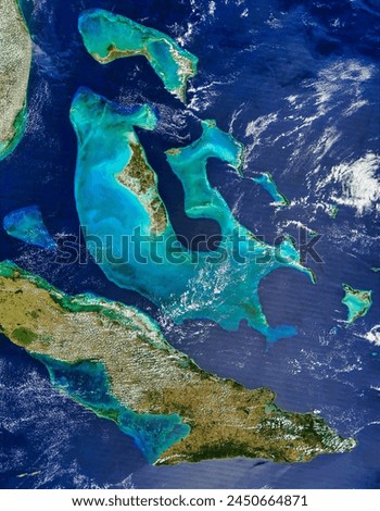 Bahamas and Cuba. . Elements of this image furnished by NASA.