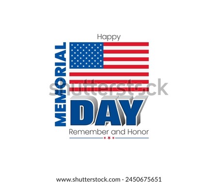 Holiday design, background with 3D text and national flag colors for Memorial day event celebration; Vector illustration
