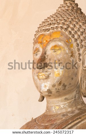 old ancient buddha images in thai temple
