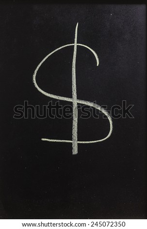 Currency : Dollar icon on Black chalkboard background